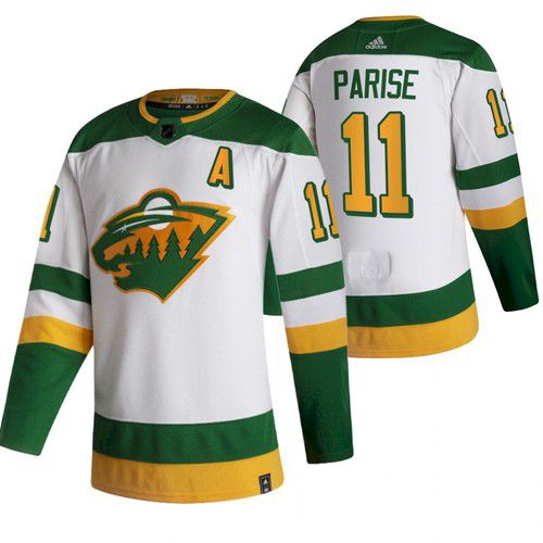 Men Minnesota Wild #11 Parise White NHL 2021 Reverse Retro jersey->customized nhl jersey->Custom Jersey